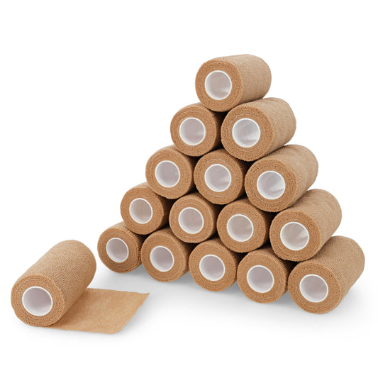 4in Wrap Bandages Self Adhesive 16 Pack of Beige Flexible Bandage Wrap