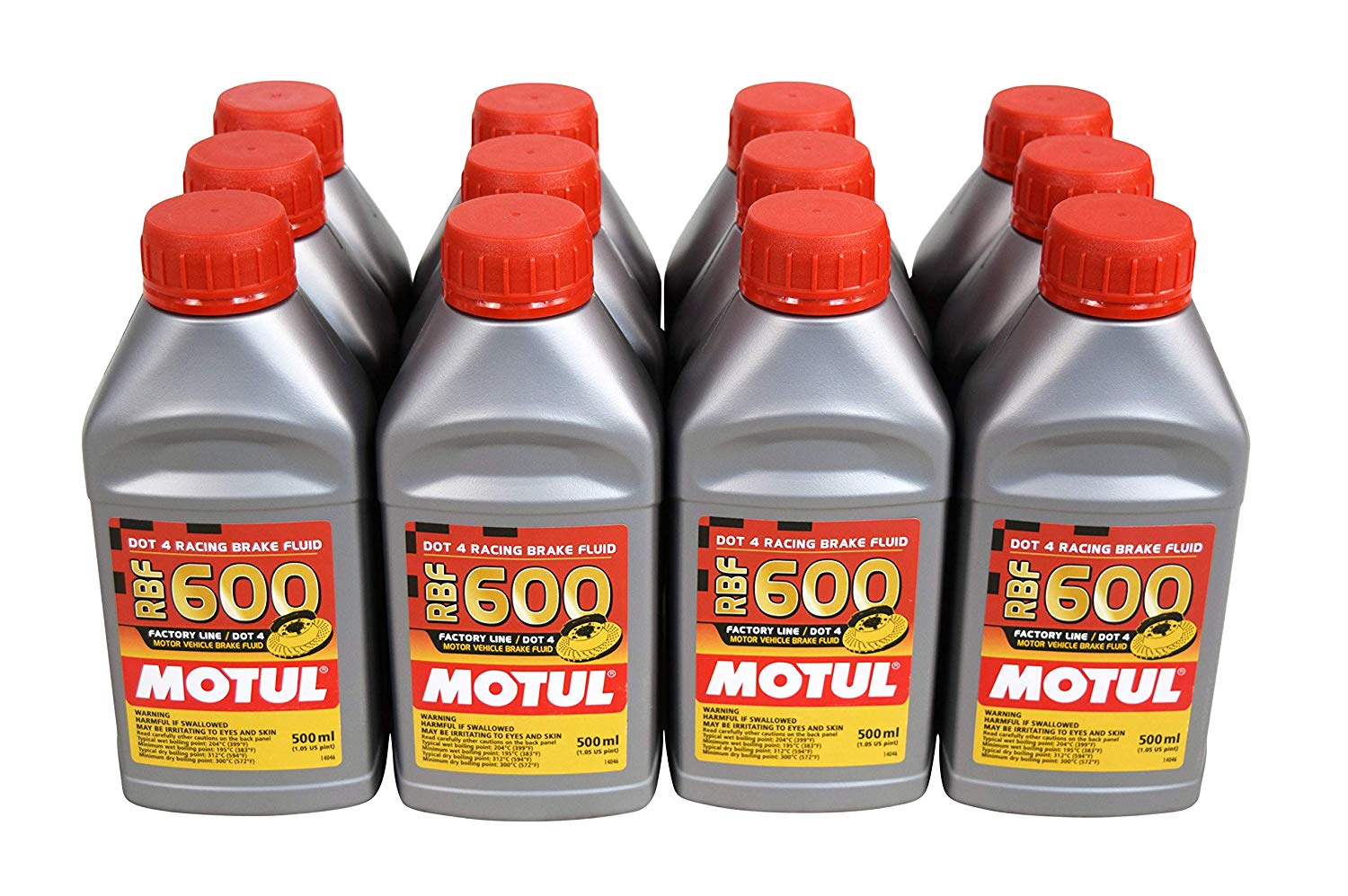 (12 Pack) Dot-4 100 Percent Synthetic Racing Brake Fluid - 500 ml