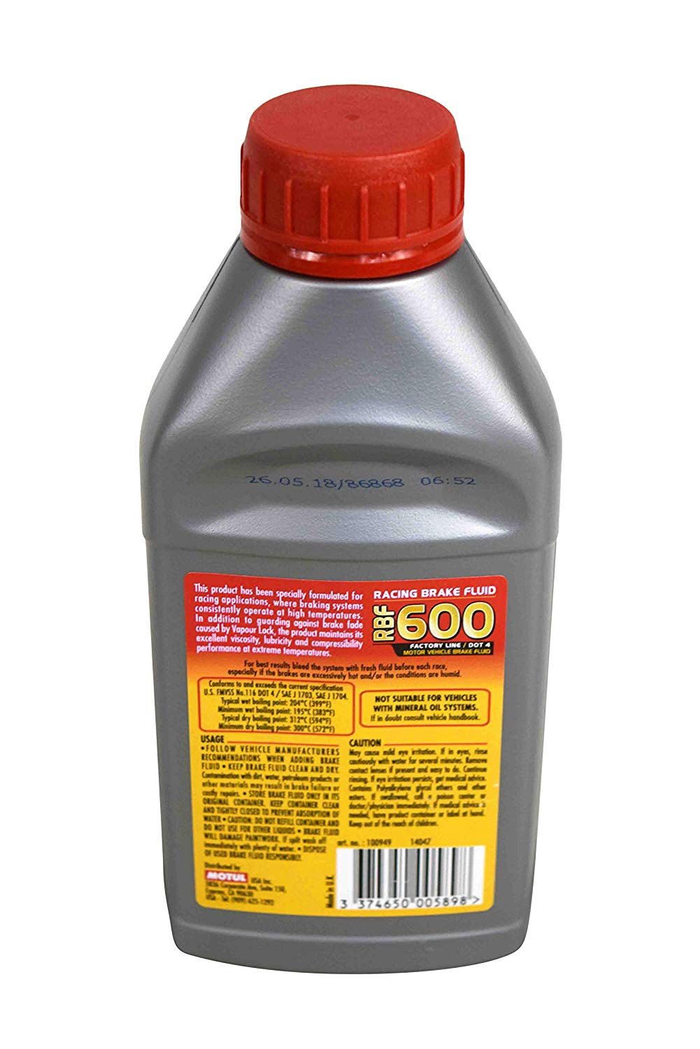 (12 Pack) Dot-4 100 Percent Synthetic Racing Brake Fluid - 500 ml