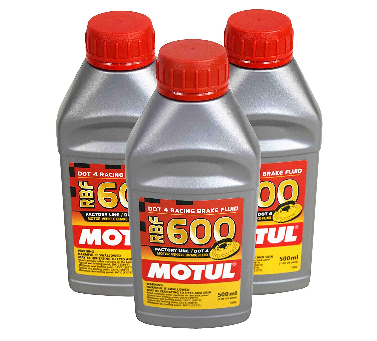 (3 Pack)Dot-4 100 Percent Synthetic Racing Brake Fluid - 500 ml