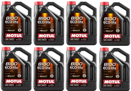 108536 Set of 8 8100 ECO-lite 0W-20 Motor Oil 5-Liter Bottles