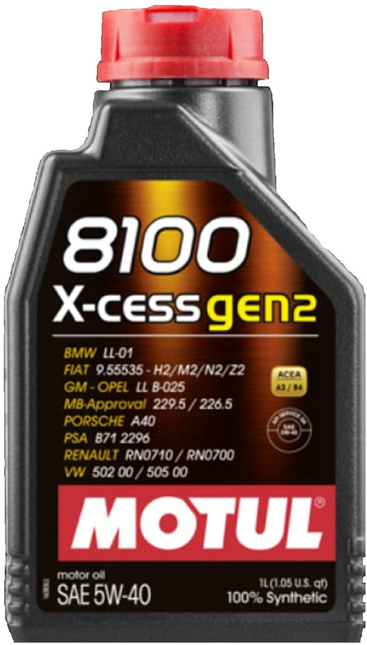 Motul 109774 8100 X-Cess Gen2 5W-40 Motor Oil 1-Liter Bottle