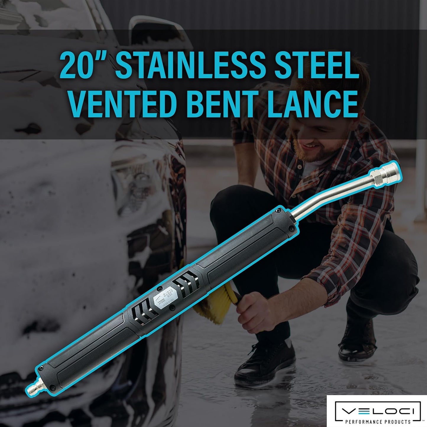 Pressure Washer 20” Extension Wand, Angled Black Vented Lance, 1/4”