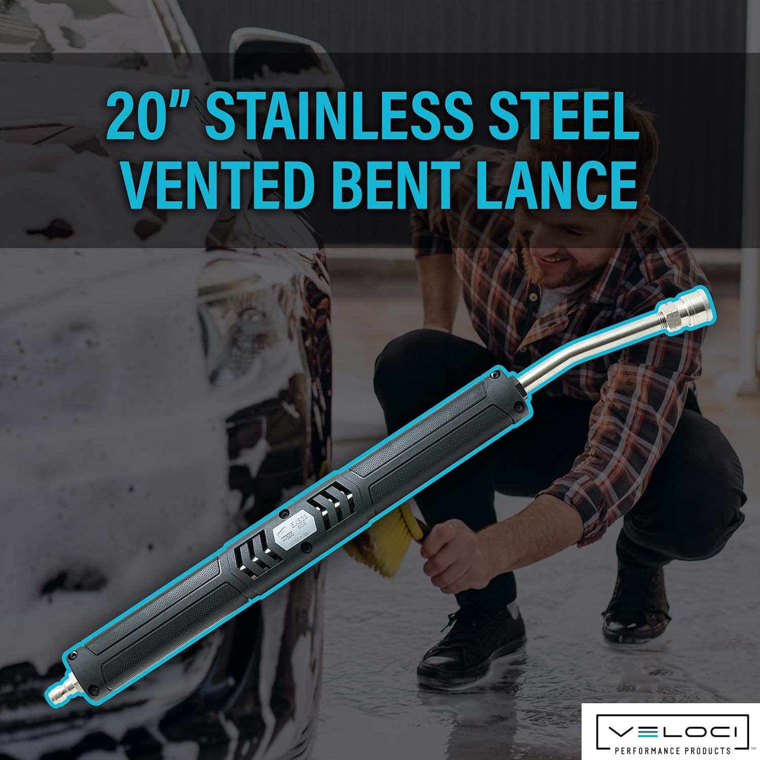 Pressure Washer 20” Extension Wand, Angled Black Vented Lance, 1/4”