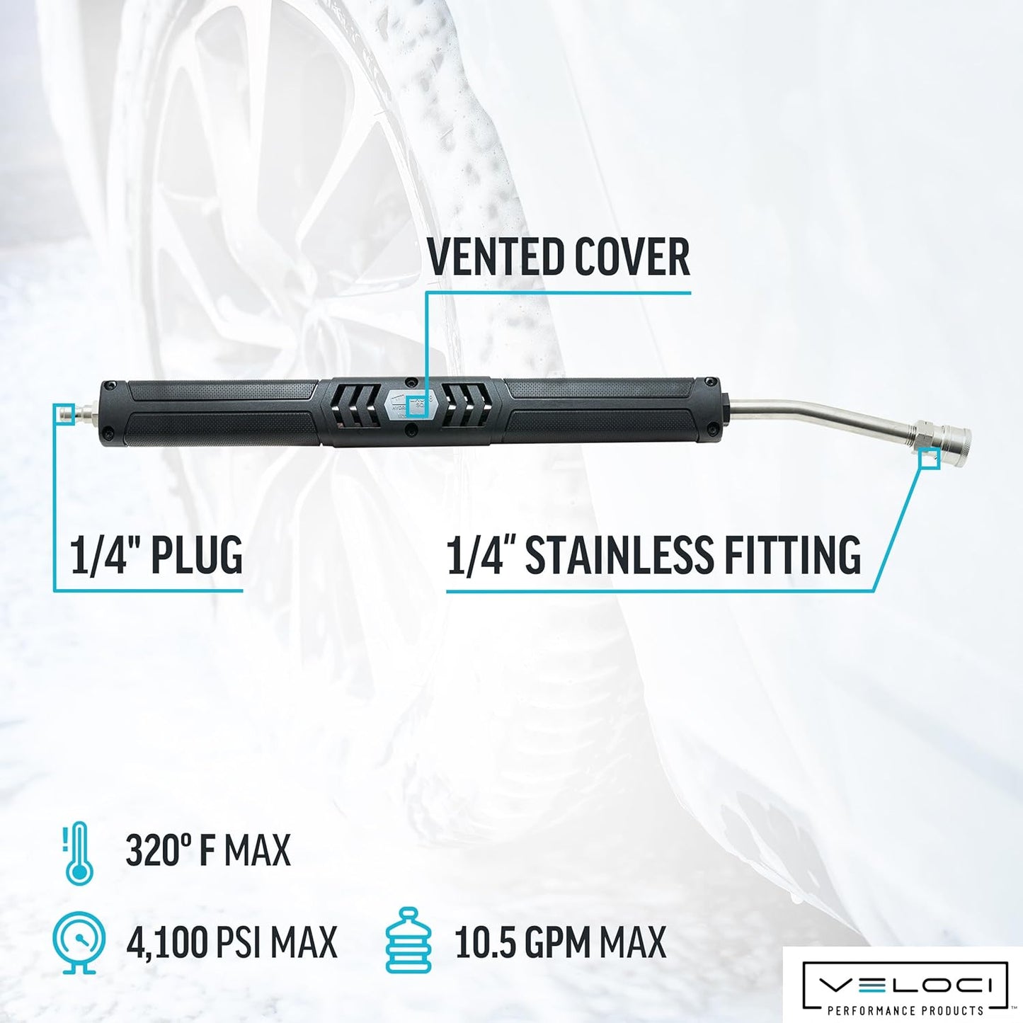 Pressure Washer 20” Extension Wand, Angled Black Vented Lance, 1/4”