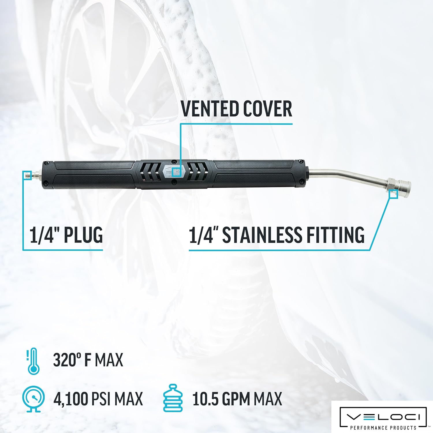Pressure Washer 20” Extension Wand, Angled Black Vented Lance, 1/4”