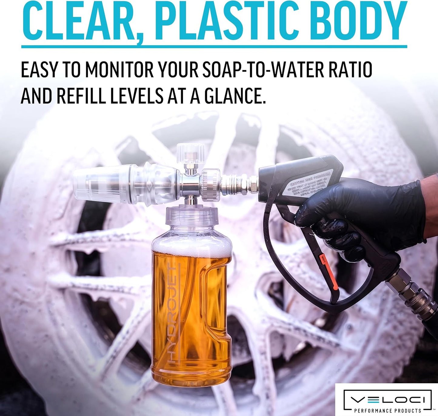 Veloci Performance Clear Foam Cannon with Bottle for Pressure Washer