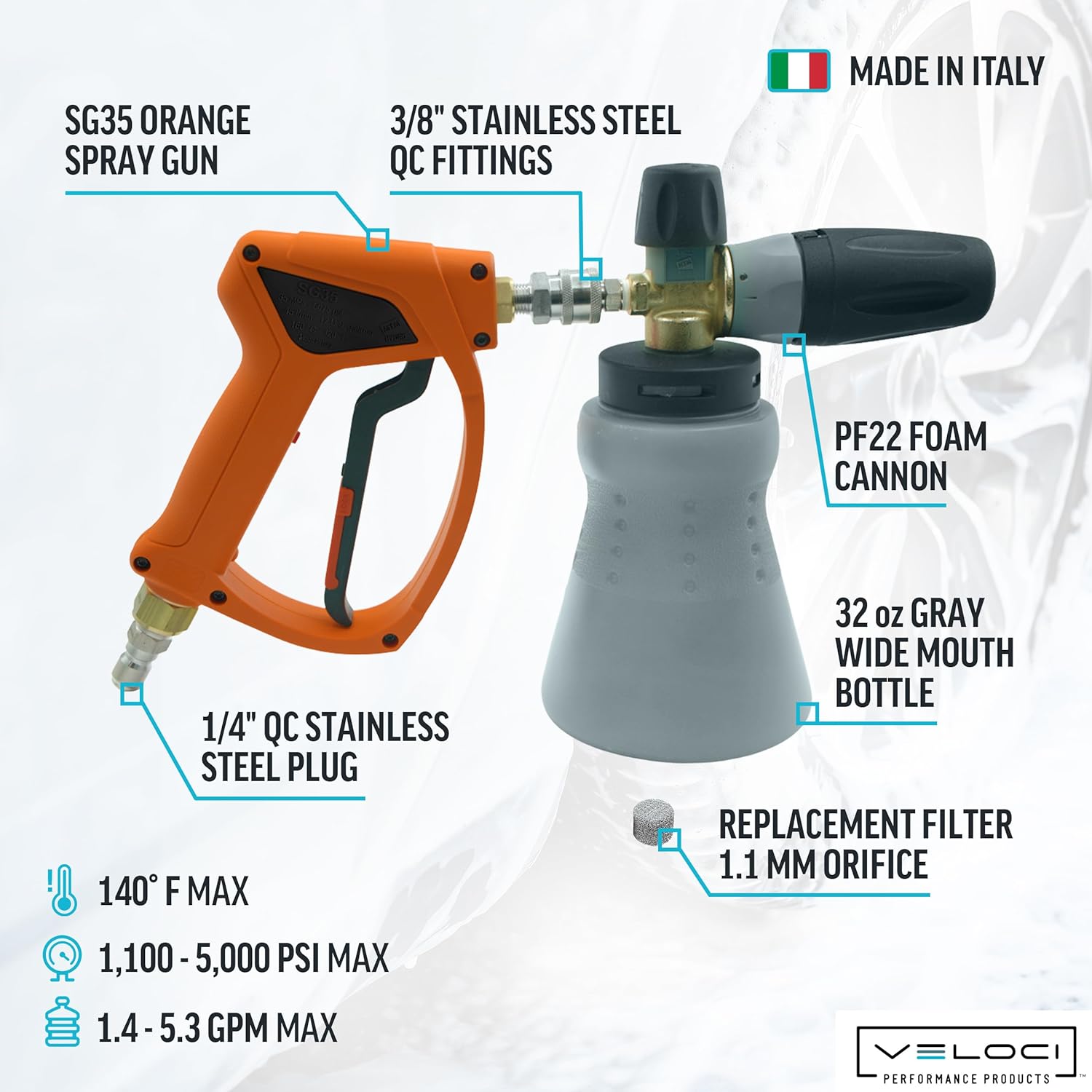 MTM Hydro SG35 Orange Pressure Washer Spray Gun and PF22 Foam Cannon Kit