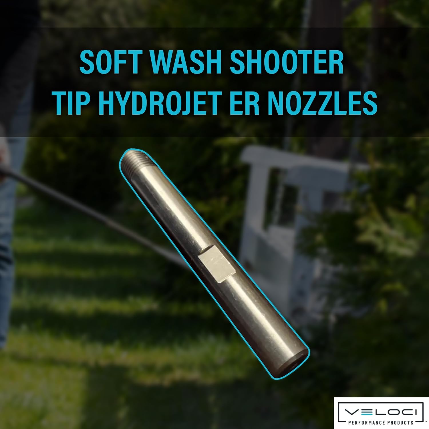 Veloci Performance HydroJet Soft Wash Nozzle Shooter Tip, Pressure Washer Tips