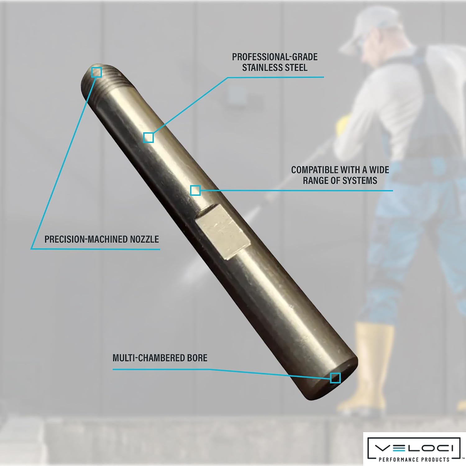 Veloci Performance HydroJet Soft Wash Nozzle Shooter Tip, Pressure Washer Tips