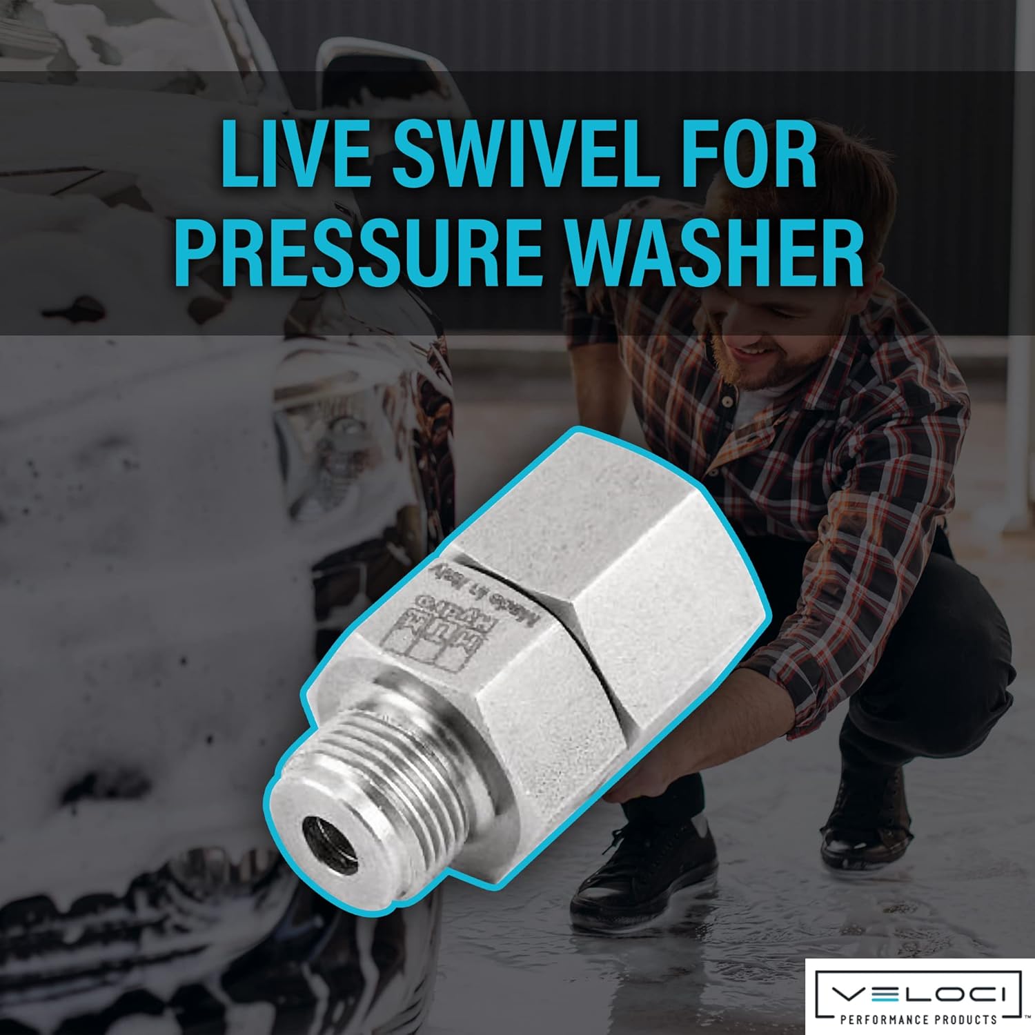 Swivel Adapter Stainless Steel High Pressure Washer Fittings, 3/8”