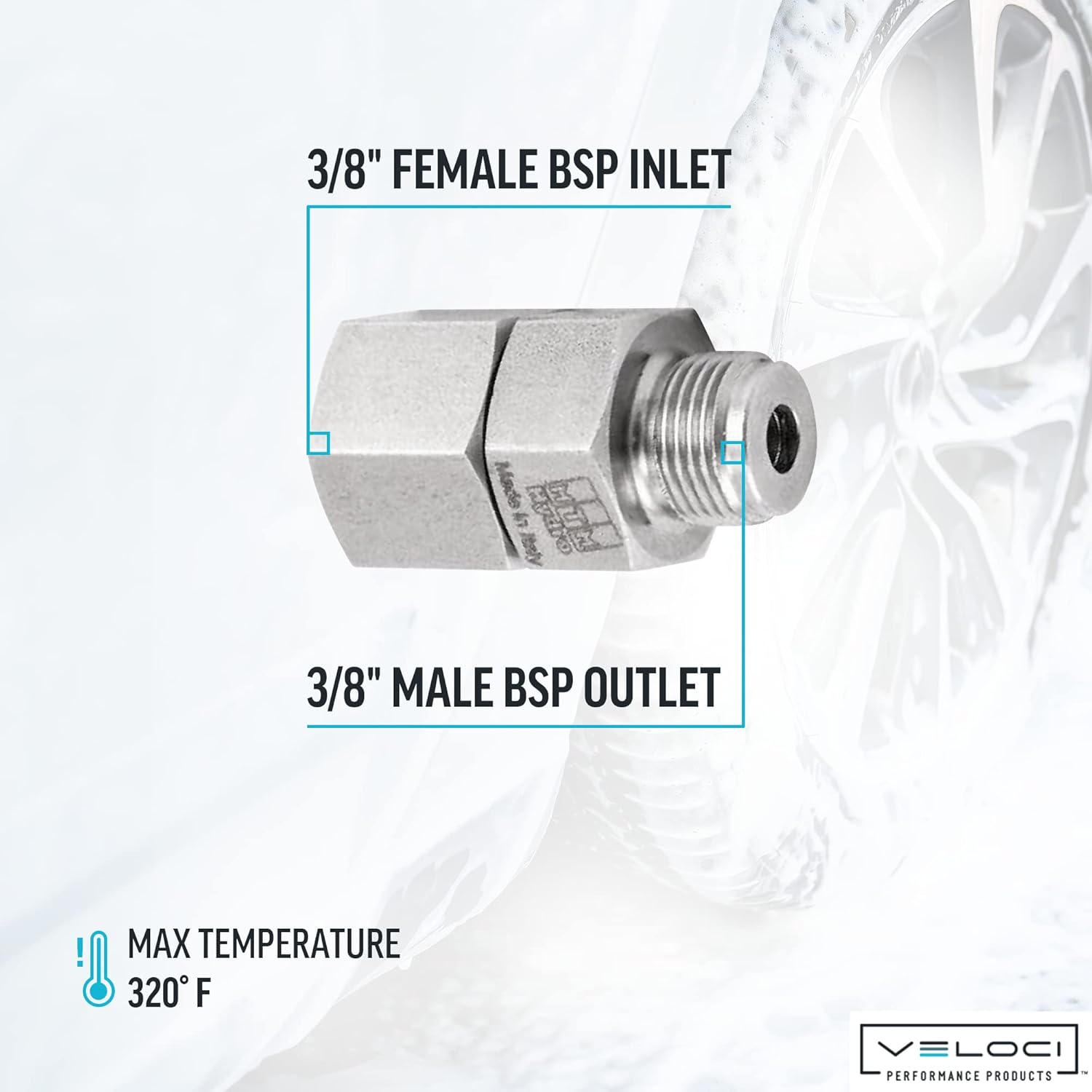 Swivel Adapter Stainless Steel High Pressure Washer Fittings, 3/8”