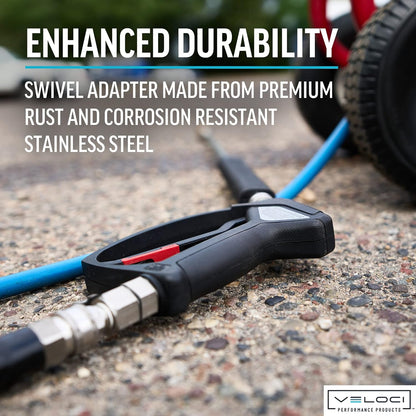 Swivel Adapter Stainless Steel High Pressure Washer Fittings, 3/8”