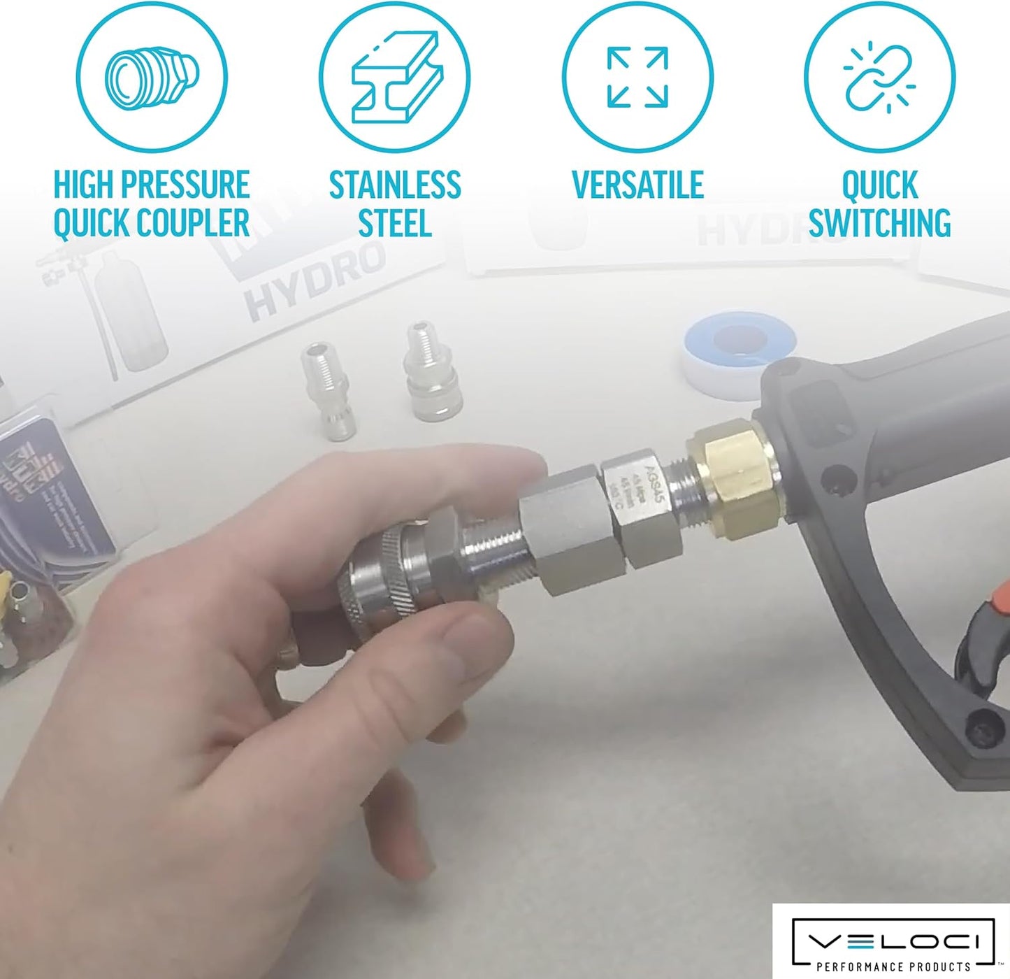 Performance Stainless Steel 3/8" MPT Coupler for use w/ Pressure Washers