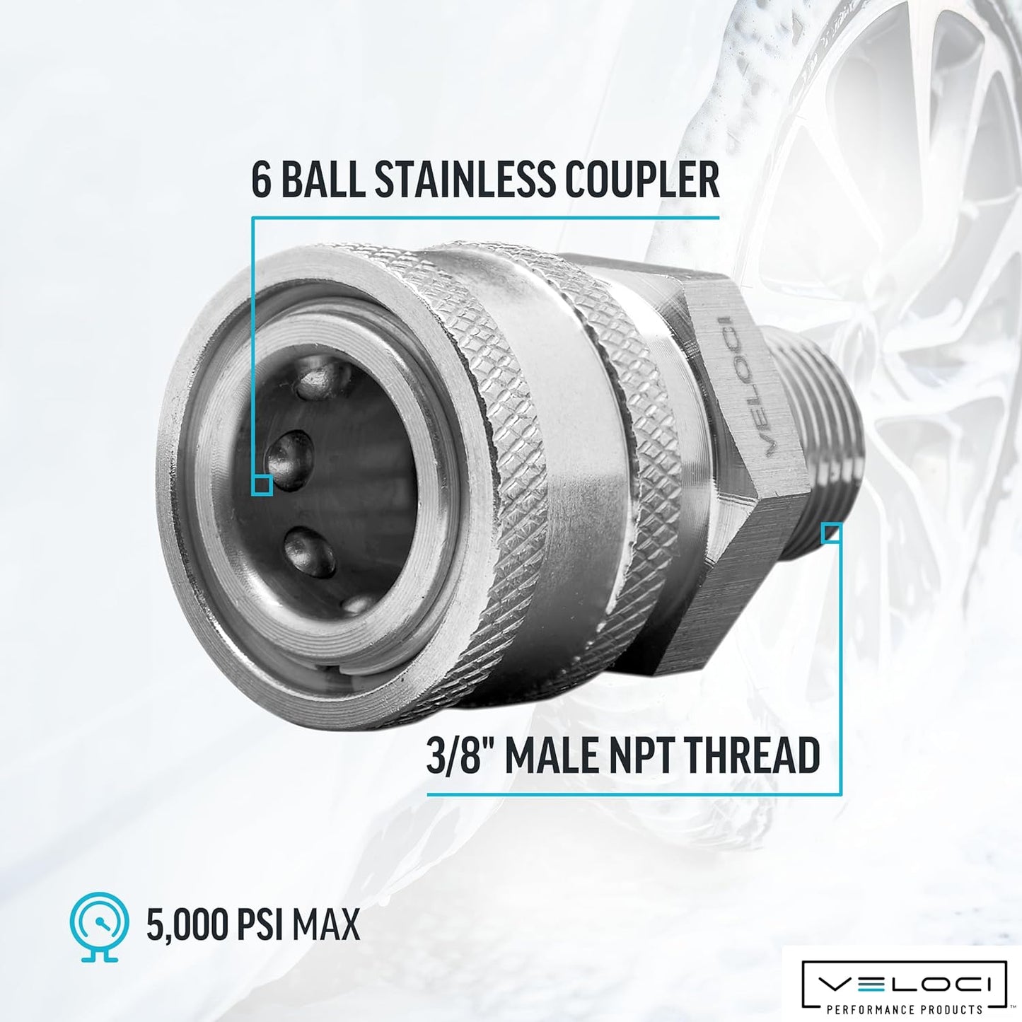 Performance Stainless Steel 3/8" MPT Coupler for use w/ Pressure Washers