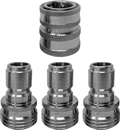 Pressure Washer Adapter Set for Garden Hose 3/4” Stainless Steel 1x3