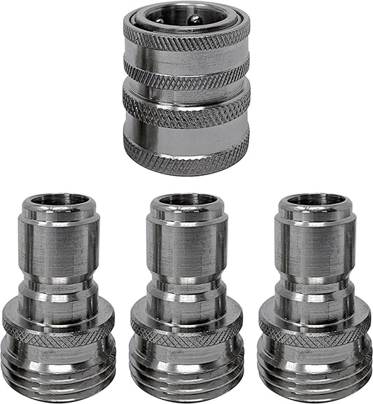 Pressure Washer Adapter Set for Garden Hose 3/4” Stainless Steel 1x3