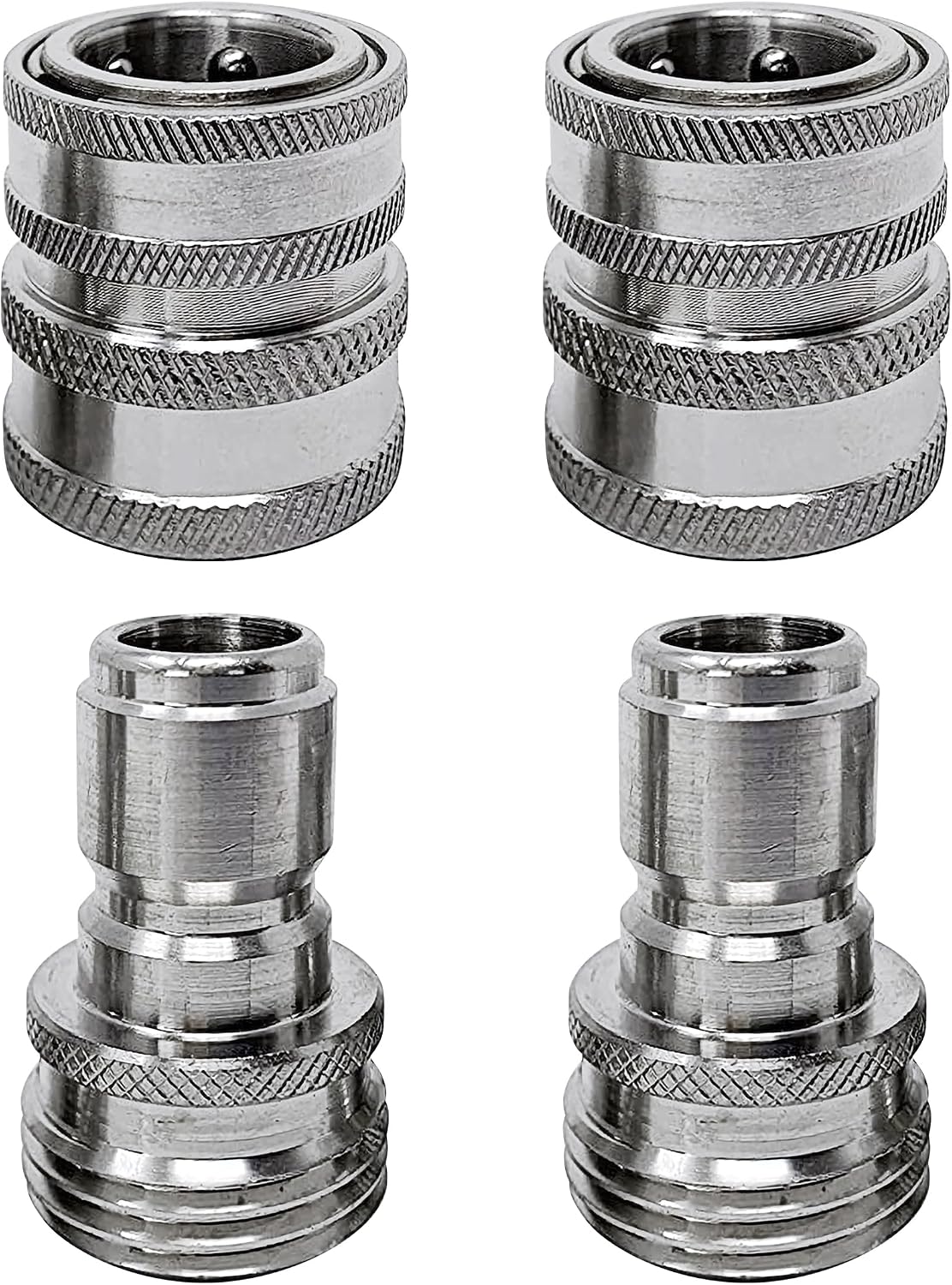MTM Hydro Garden Hose Adapter 4 Piece 3/4” Quick Connect Fittings Kit, Stainless