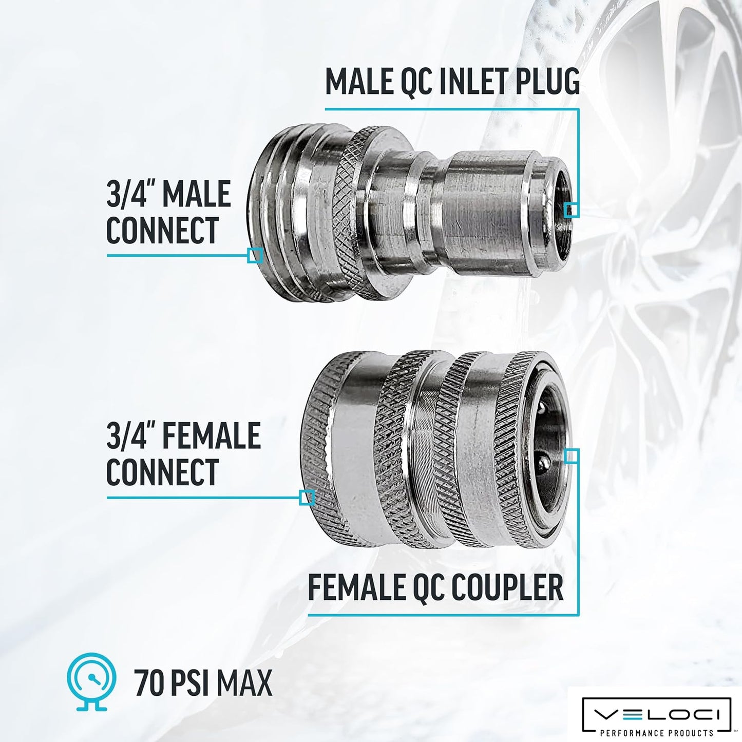 MTM Hydro Garden Hose Adapter 4 Piece 3/4” Quick Connect Fittings Kit, Stainless