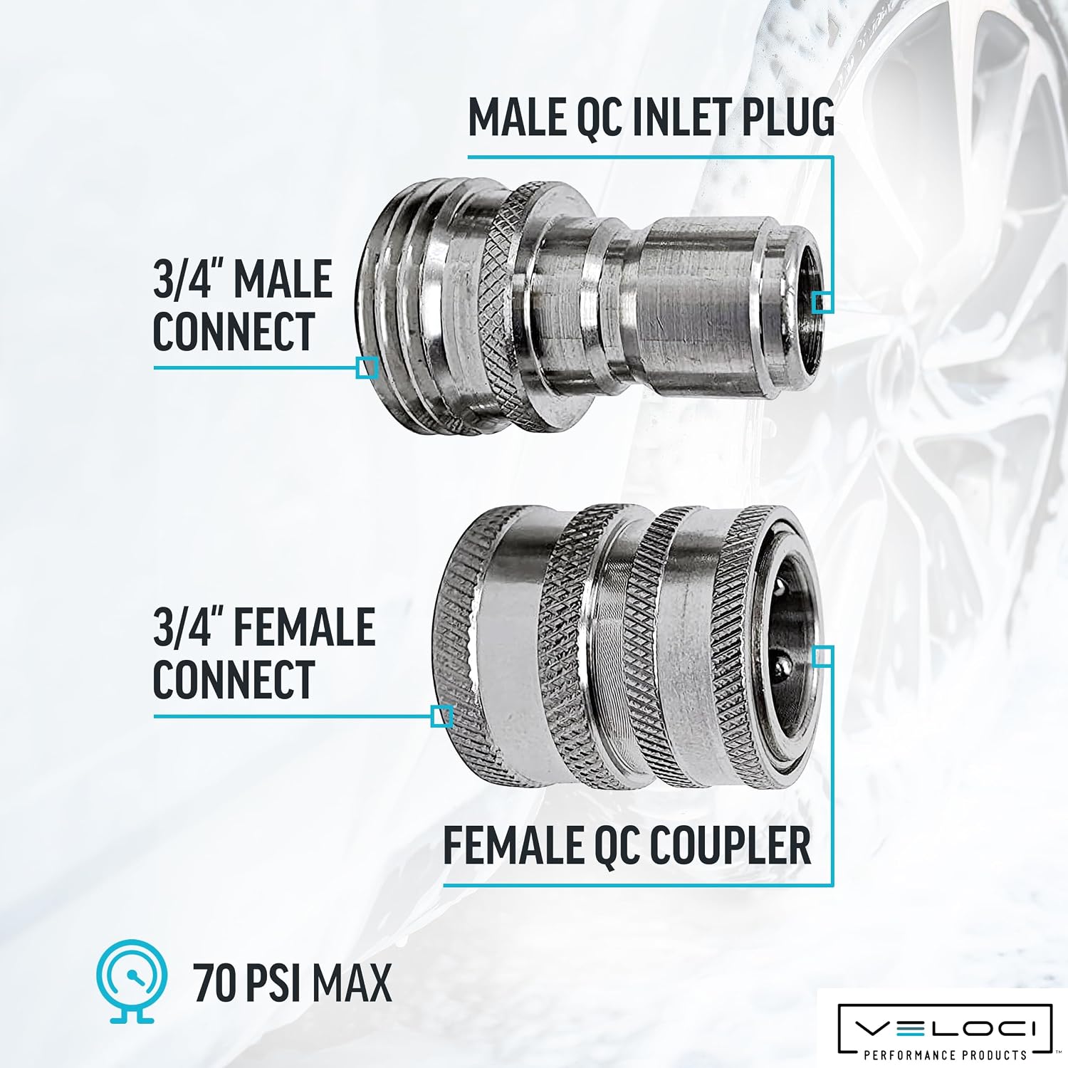 MTM Hydro Garden Hose Adapter 4 Piece 3/4” Quick Connect Fittings Kit, Stainless