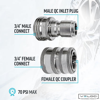 MTM Hydro Garden Hose Adapter 4 Piece 3/4” Quick Connect Fittings Kit, Stainless