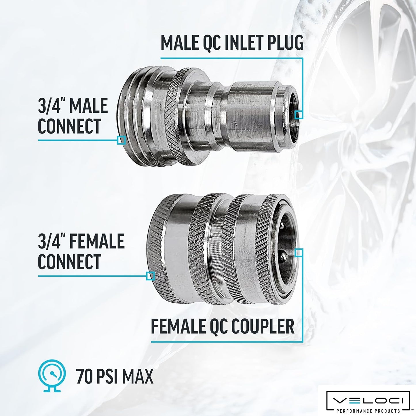 MTM Hydro Garden Hose Adapter 6 Piece 3/4” Quick Connect Fittings Kit, Stainless