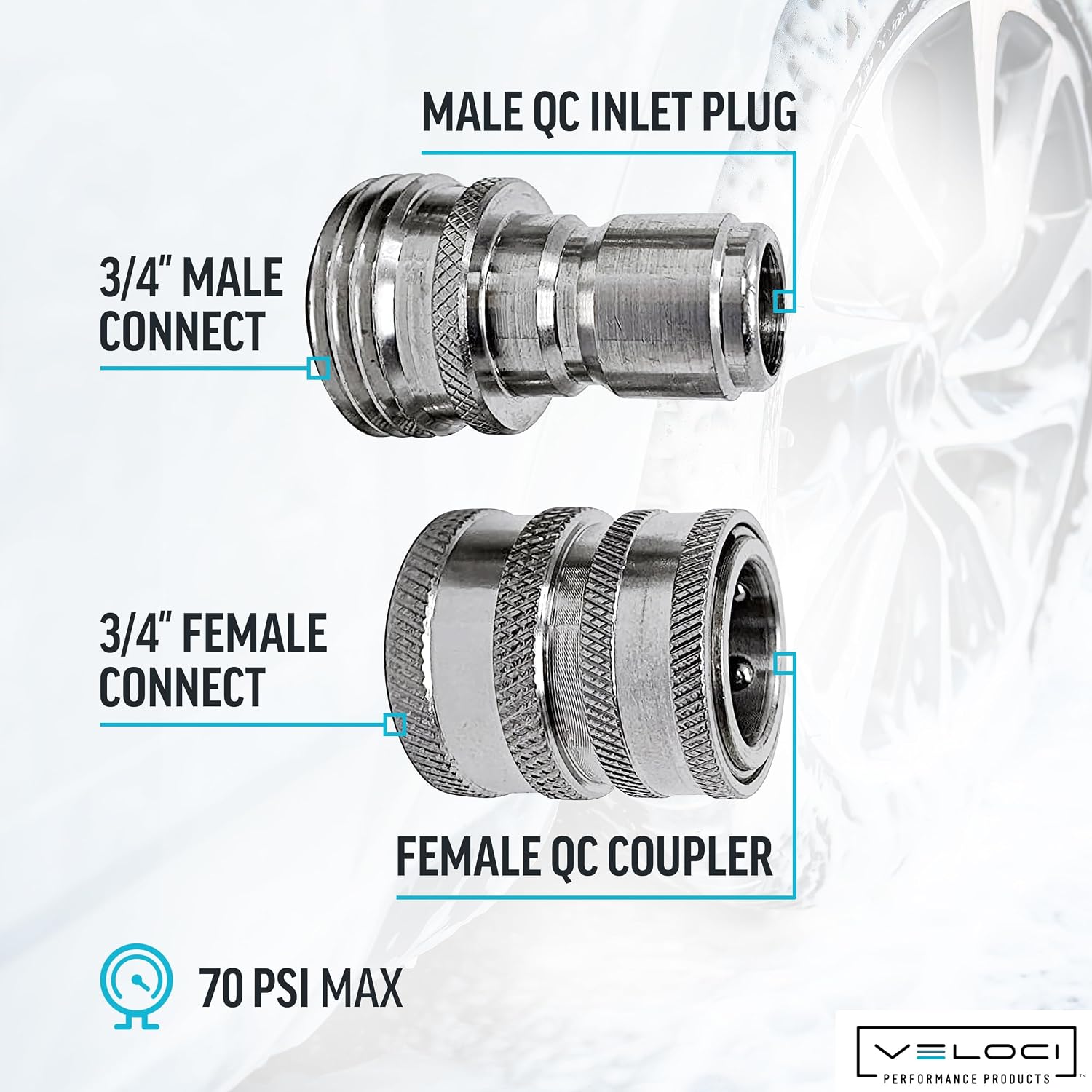 MTM Hydro Garden Hose Adapter 6 Piece 3/4” Quick Connect Fittings Kit, Stainless