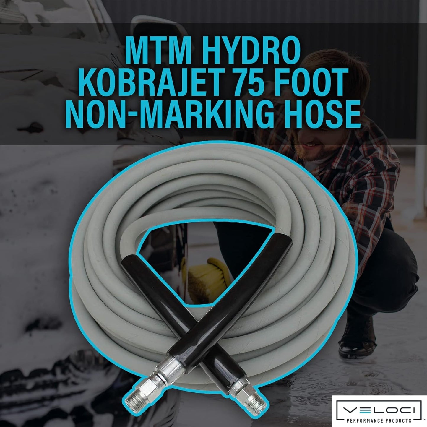 Kobrajet High Pressure Washer Hose 3/8” 4000 PSI 75’ Non-Marking Gray