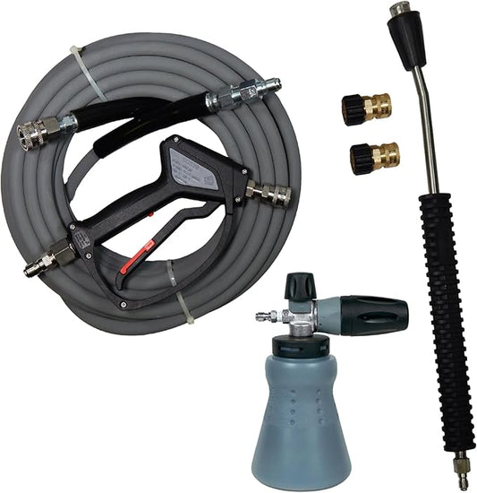 PF22 Wide Mouth Foam Cannon Kit SGS28 Spray Gun Kobrajet 50' Grey Hose