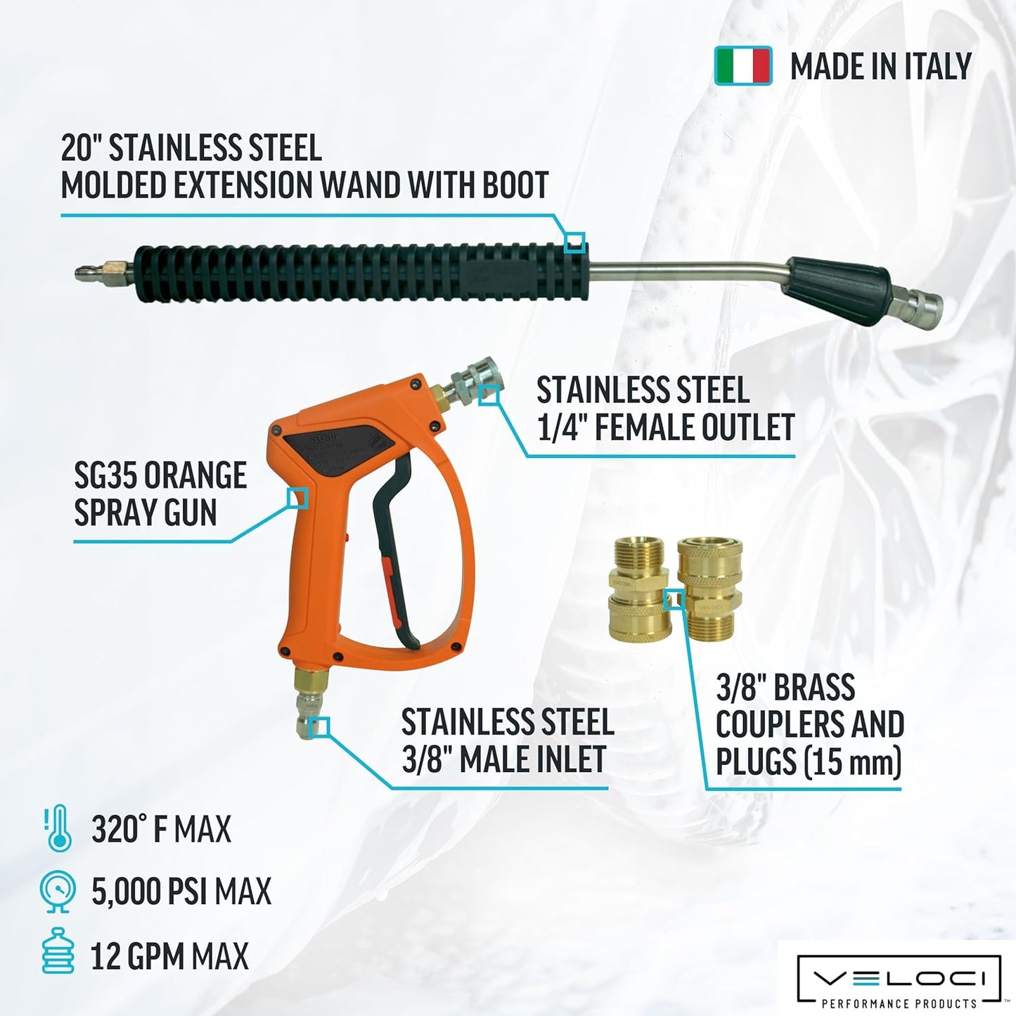 MTM Hydro SG35 Orange Pressure Washer Spray Gun Kit -20" Lance, Commercial-Grade