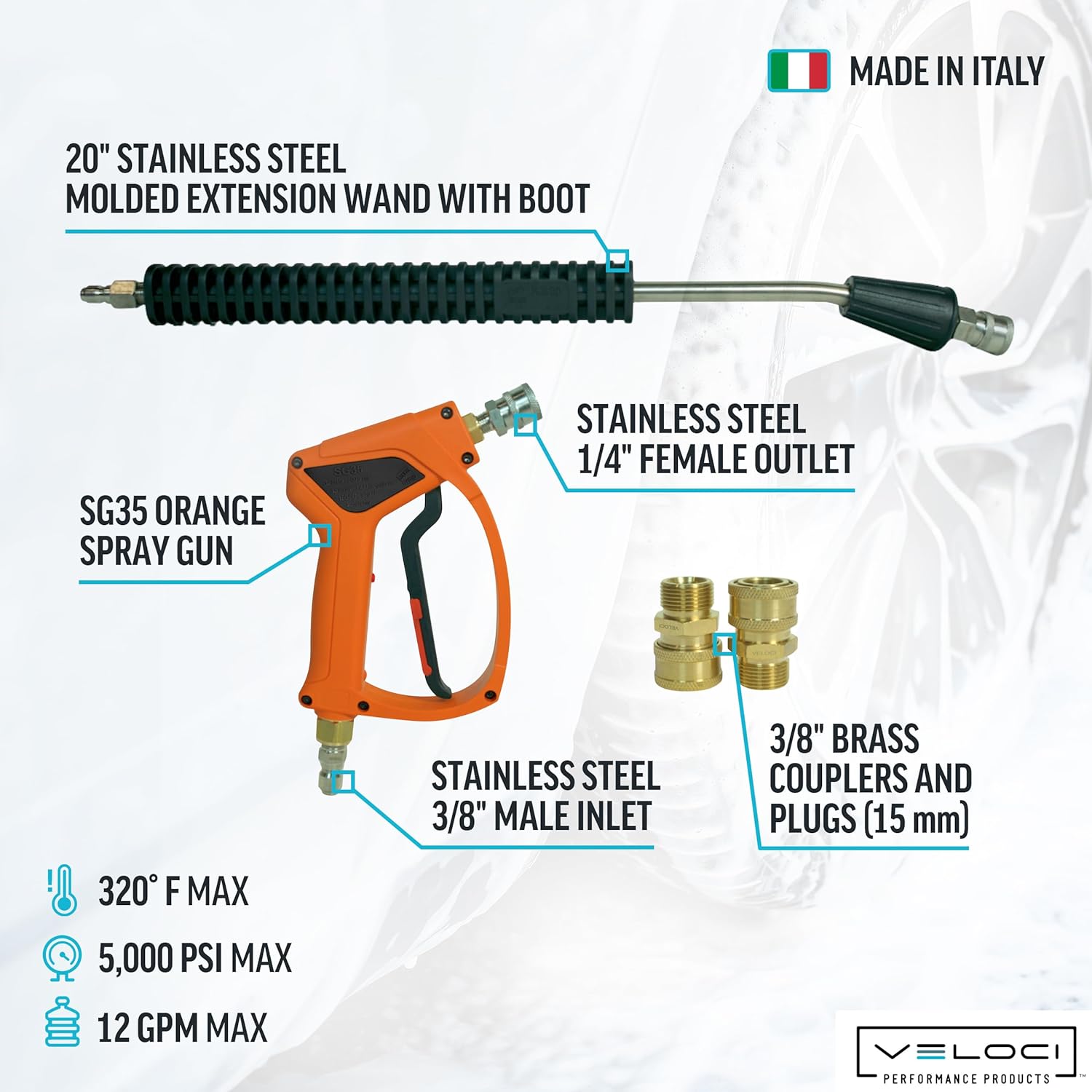 MTM Hydro SG35 Orange Pressure Washer Spray Gun Kit -20" Lance, Commercial-Grade