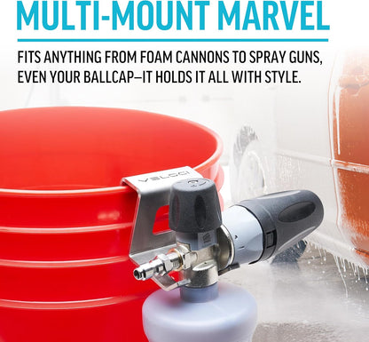Veloci Performance Utility Bracket, Foam Cannon Bottle Holder - Bucket or Wall