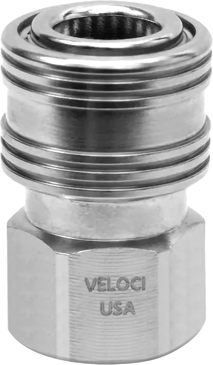 Veloci Prima 1/4" Stainless Steel Female NPT Quick Coupler for Pressure Washer