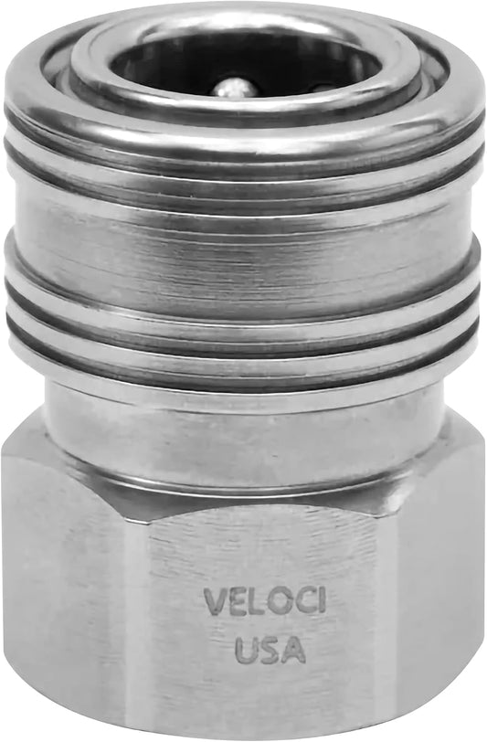 Veloci Prima 3/8" Stainless Steel Female NPT Quick Coupler for Pressure Washer