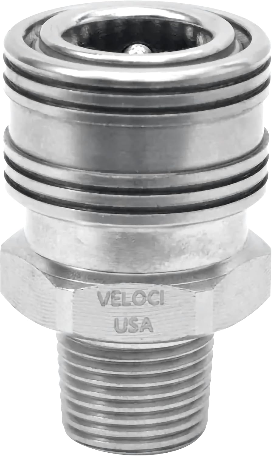 Veloci Prima 3/8" Stainless Steel Male NPT Quick Coupler for Pressure Washer