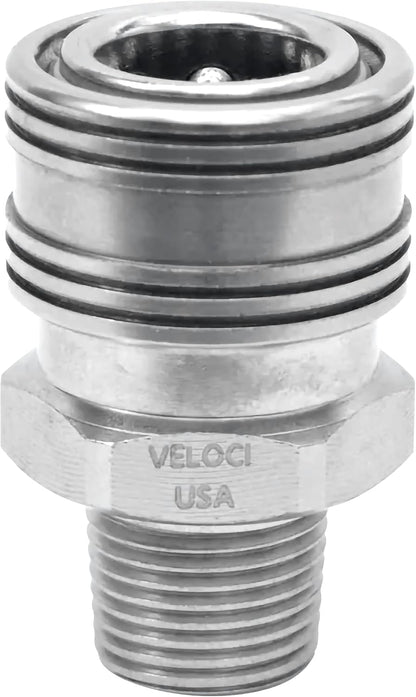 Veloci Prima 3/8" Stainless Steel Male NPT Quick Coupler for Pressure Washer