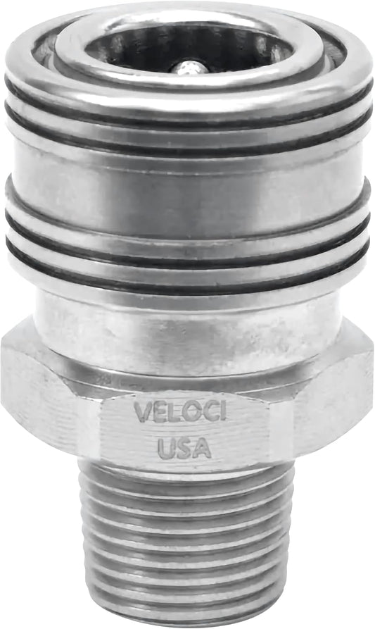 Veloci Prima 3/8" Stainless Steel Male NPT Quick Coupler for Pressure Washer