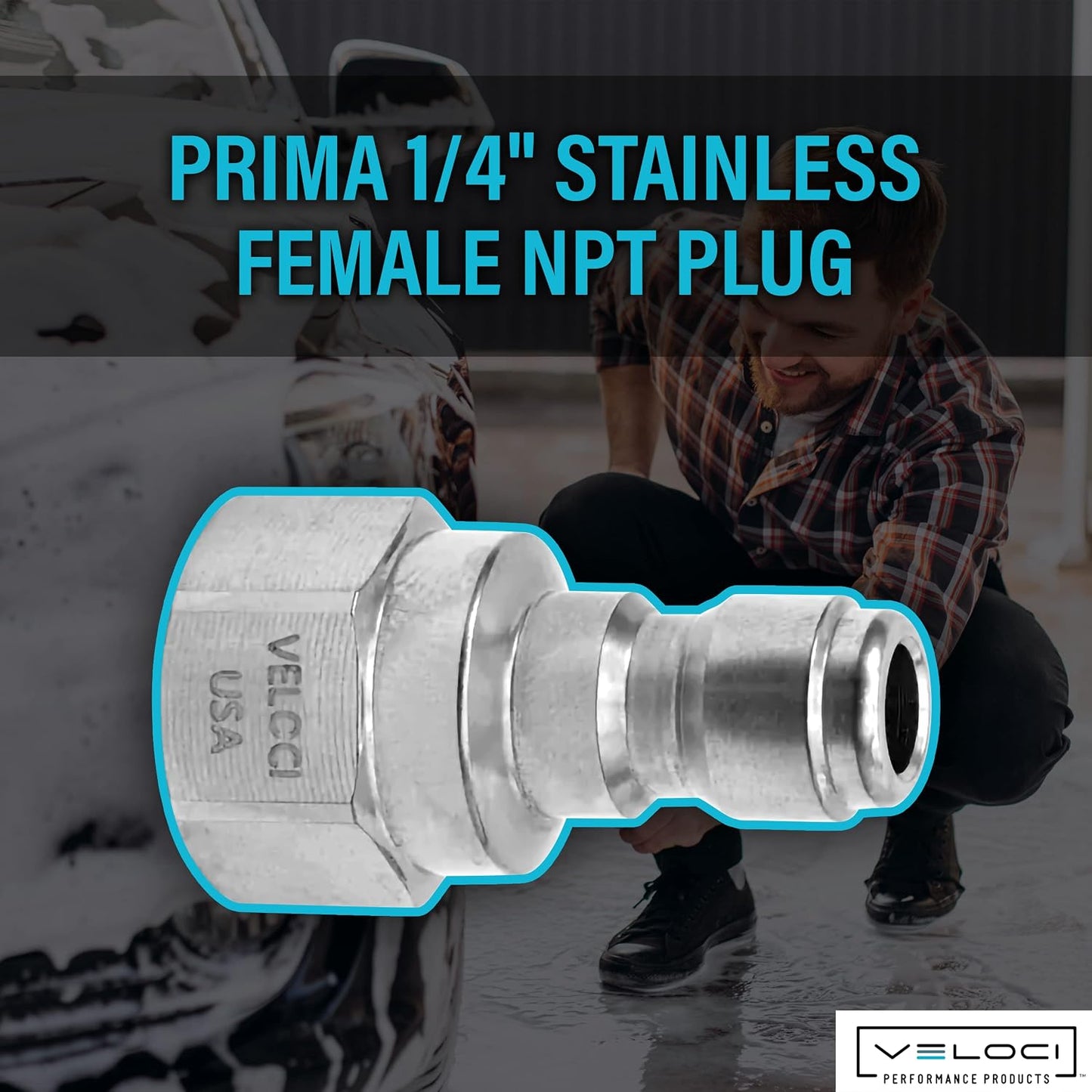 Veloci Prima 1/4" Stainless Steel Female NPT Quick Coupler Plug