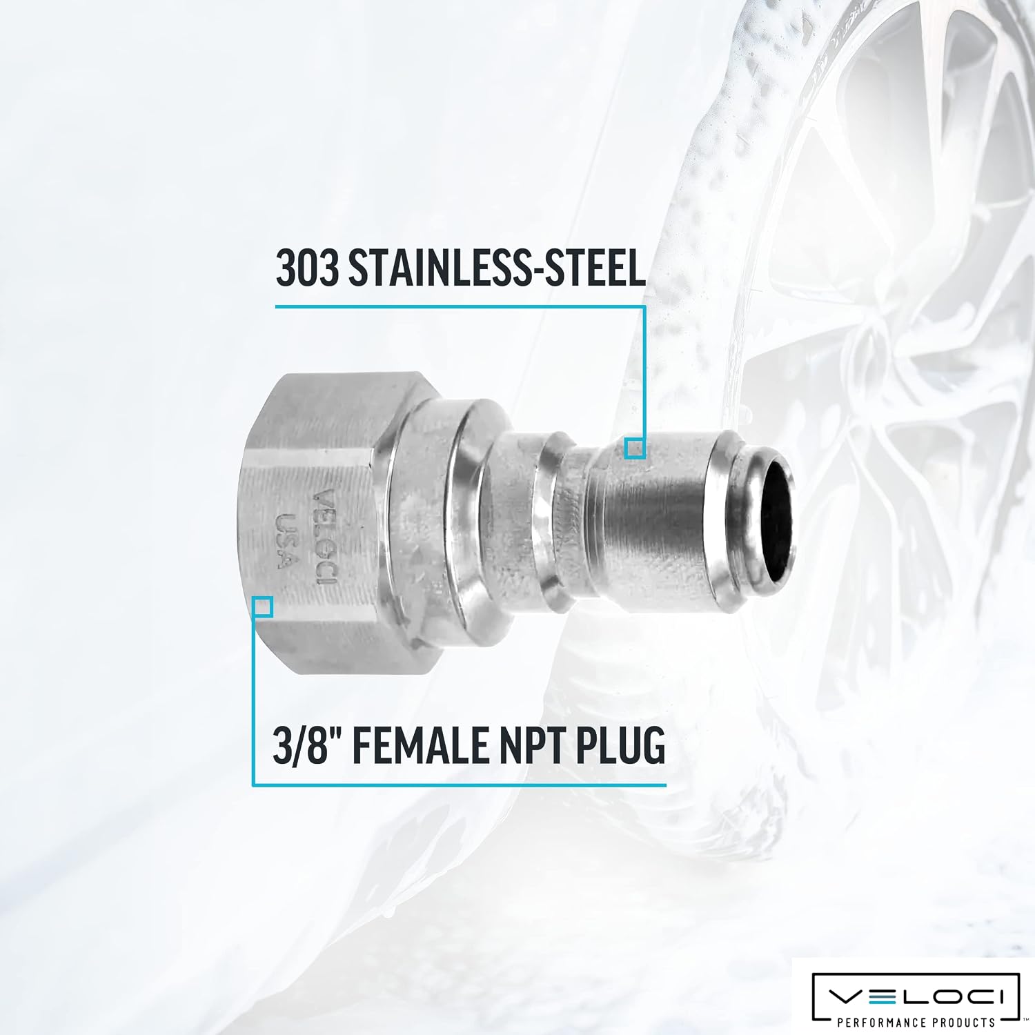 Veloci Prima 3/8" Stainless Steel Female NPT Quick Coupler Plug -Pressure Washer
