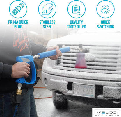 Veloci Prima 3/8" Stainless Steel Male NPT Quick Coupler Plug - Pressure Washer