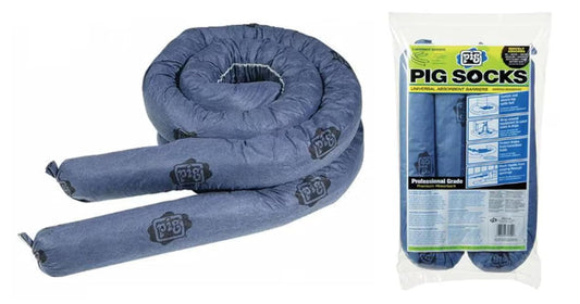 2 Pack New Pig 35700 3" x 42" Absorbent Sock Pads Moldable Absorbs All Liquids