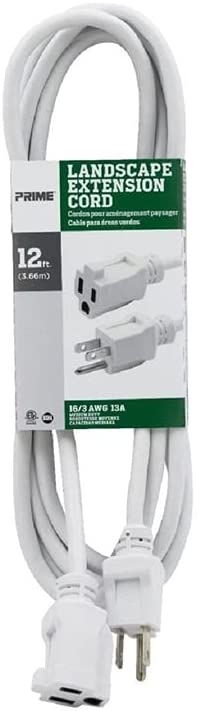 Outdoor 12 ft. L White Extension Cord 16/3 SJTW