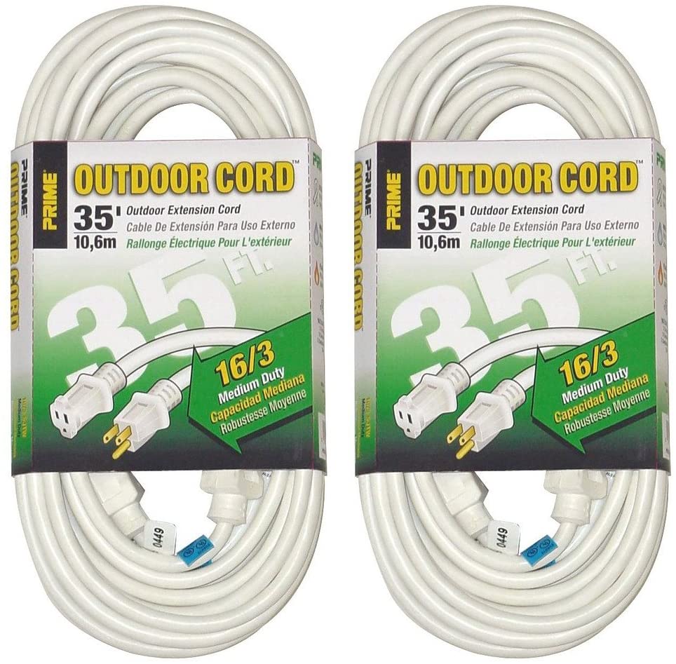 EC883627 35-Foot 16/3 SJTW Patio Extension Cord, White 2-Pack