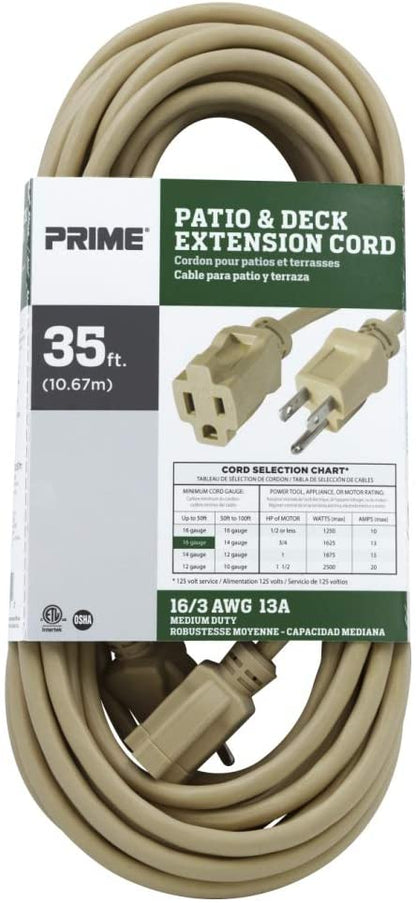 EC884627 16/3 SJTW Landscape Extension Cord, 35 Feet (Beige)