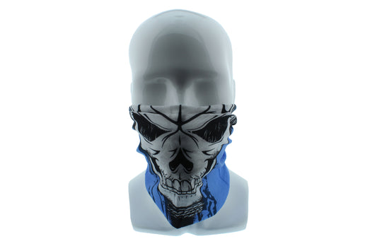 Blue and Black Skull Seamless Wide Tube Bandana Balaclava Face Mask
