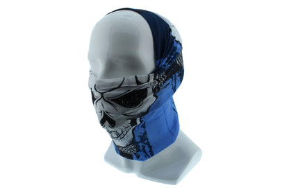 Blue and Black Skull Seamless Wide Tube Bandana Balaclava Face Mask