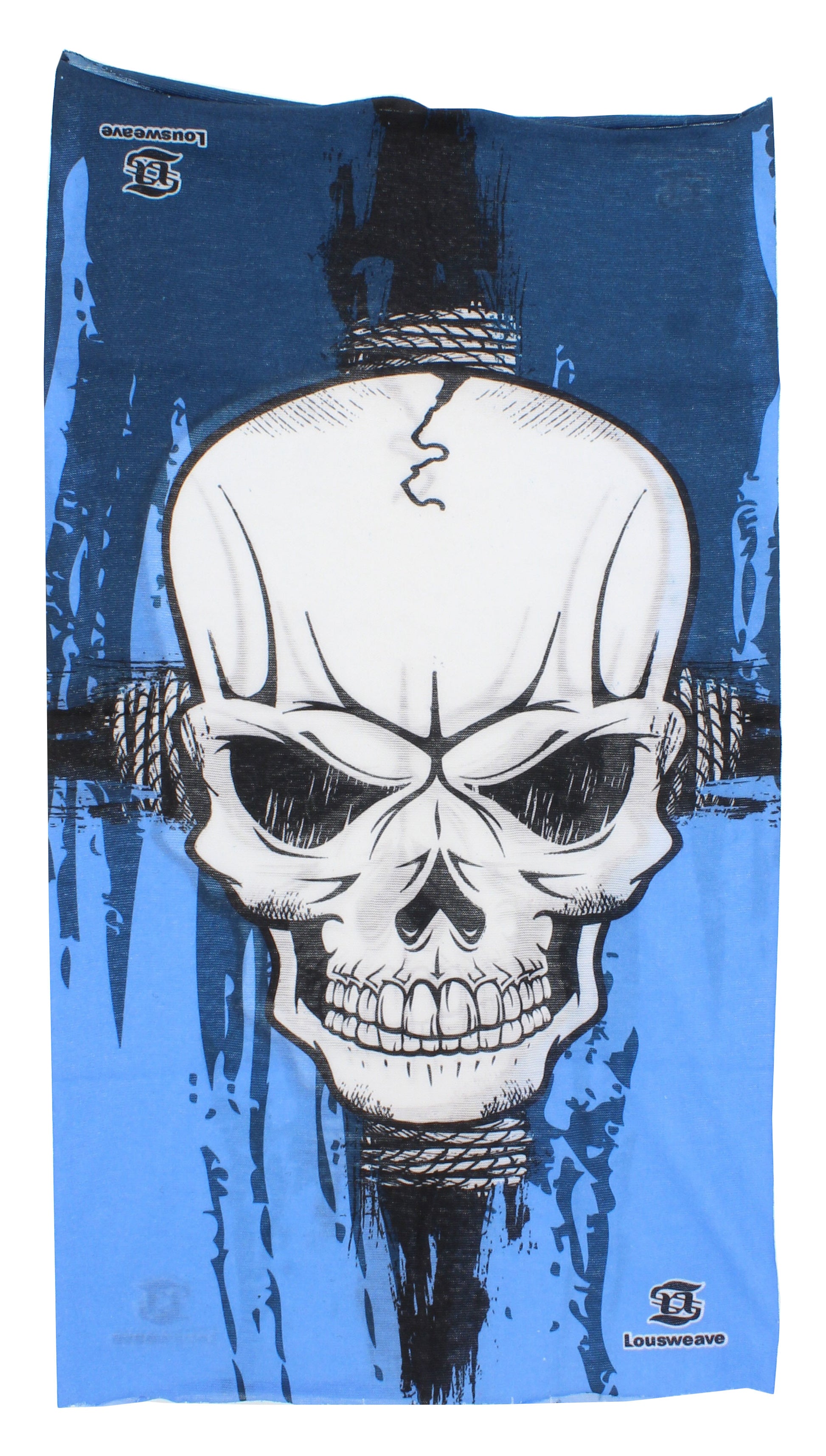 Blue and Black Skull Seamless Wide Tube Bandana Balaclava Face Mask