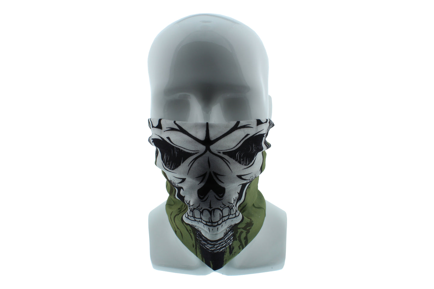 Green and Black Skull Seamless Wide Tube Bandana Balaclava Face Mask