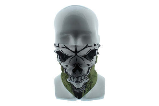 Green and Black Skull Seamless Wide Tube Bandana Balaclava Face Mask