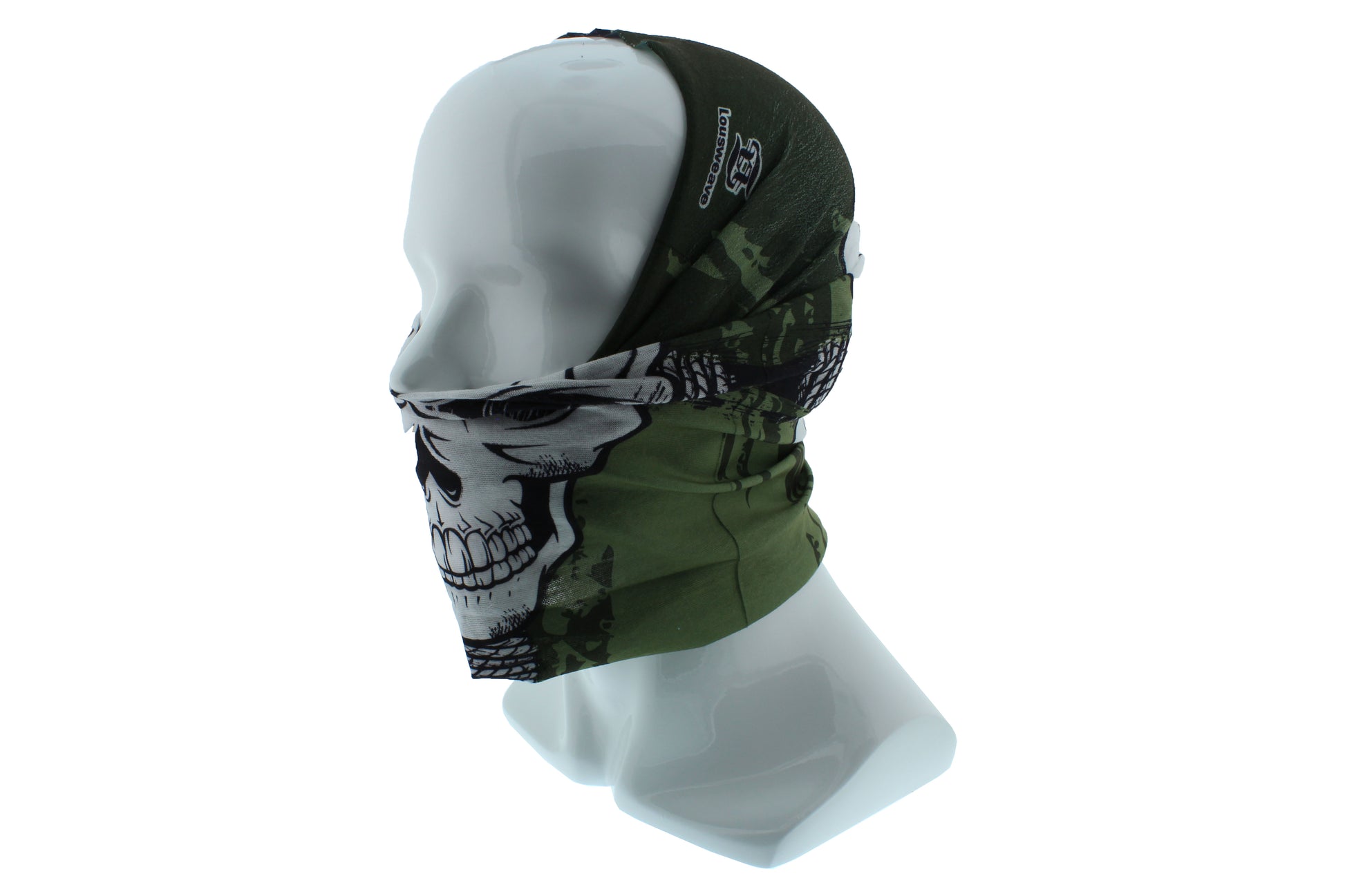 Green and Black Skull Seamless Wide Tube Bandana Balaclava Face Mask
